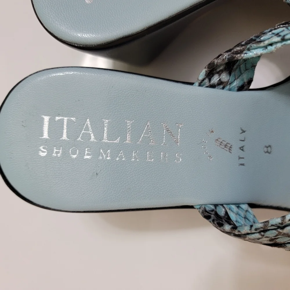 ITALIAN SHOEMAKERS Animal Print Wedge Sandals! Size 8 - Picture 2 of 8